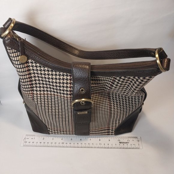 💥💥Chaps Brown Plaid Houndstooth Handbag Vintage Purse IEC - Picture 13 of 13
